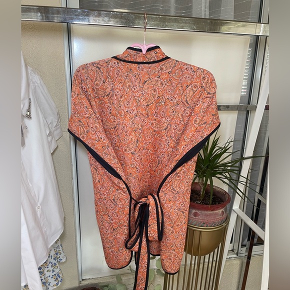 NWT J Jill Belted Quilted Ruana Jacket Kimono Orange Paisley Size Small - large - Picture 5 of 6